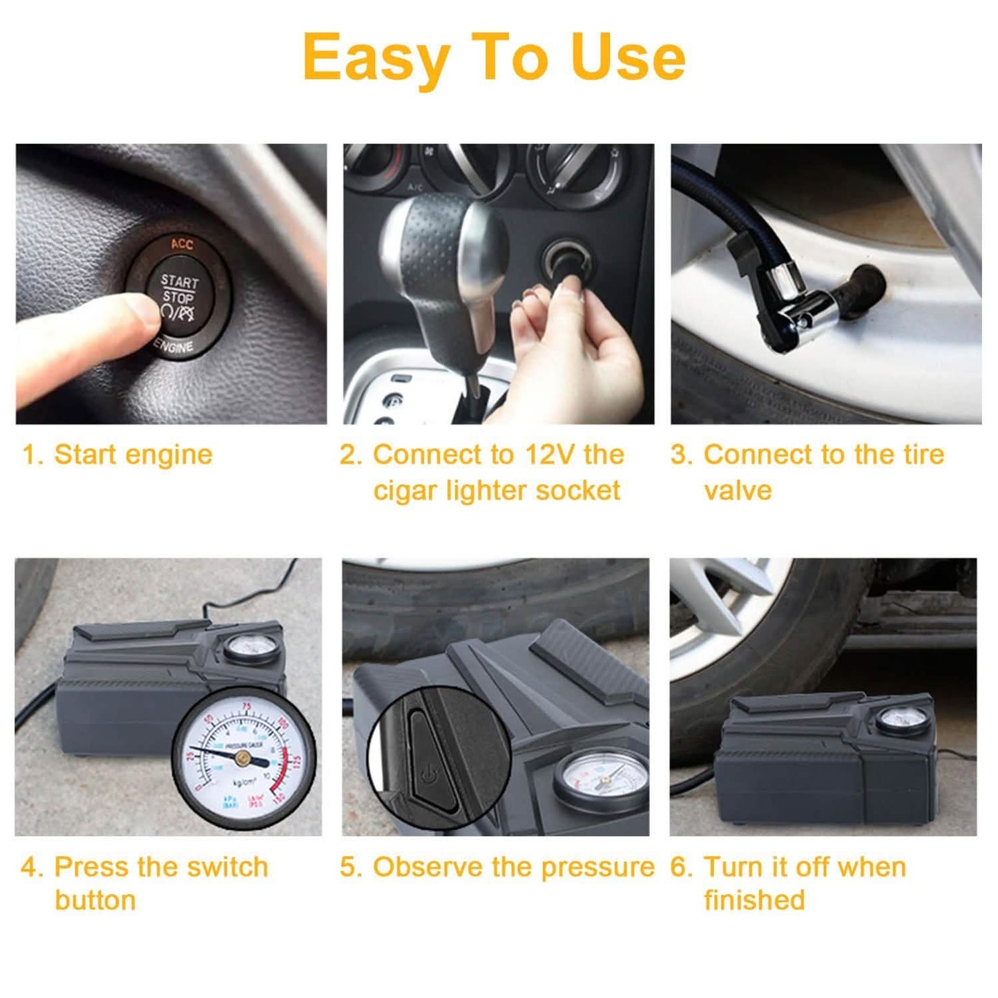 Car Tire Air Pump Portable Air Compressor Pump DailySale