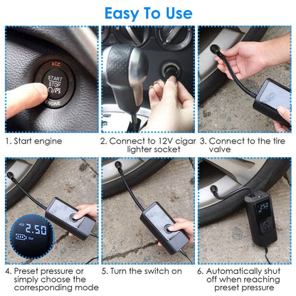 Car Tire Inflator Corded with LED Light DailySale