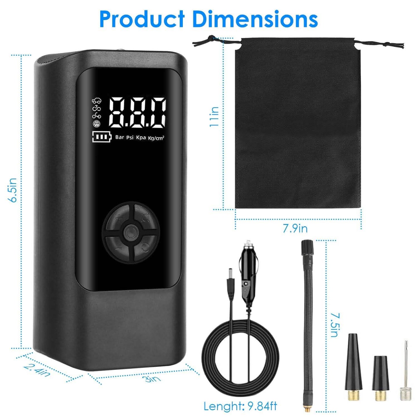 Car Tire Inflator Corded with LED Light DailySale