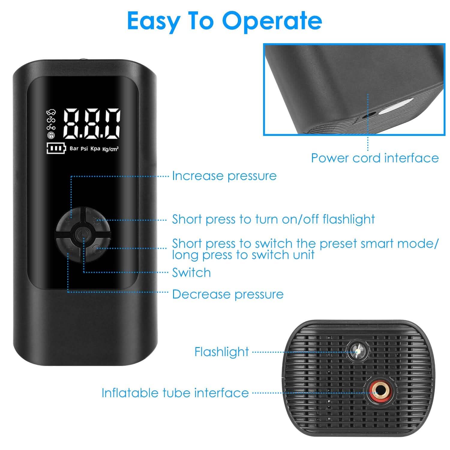 Car Tire Inflator Corded with LED Light DailySale