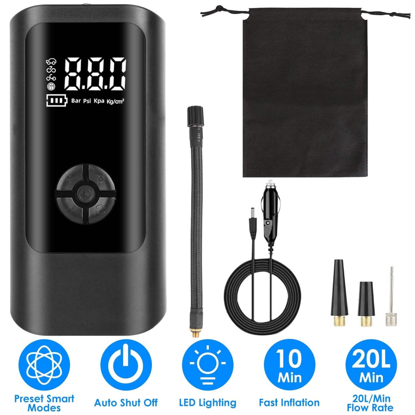 Car Tire Inflator Corded with LED Light DailySale