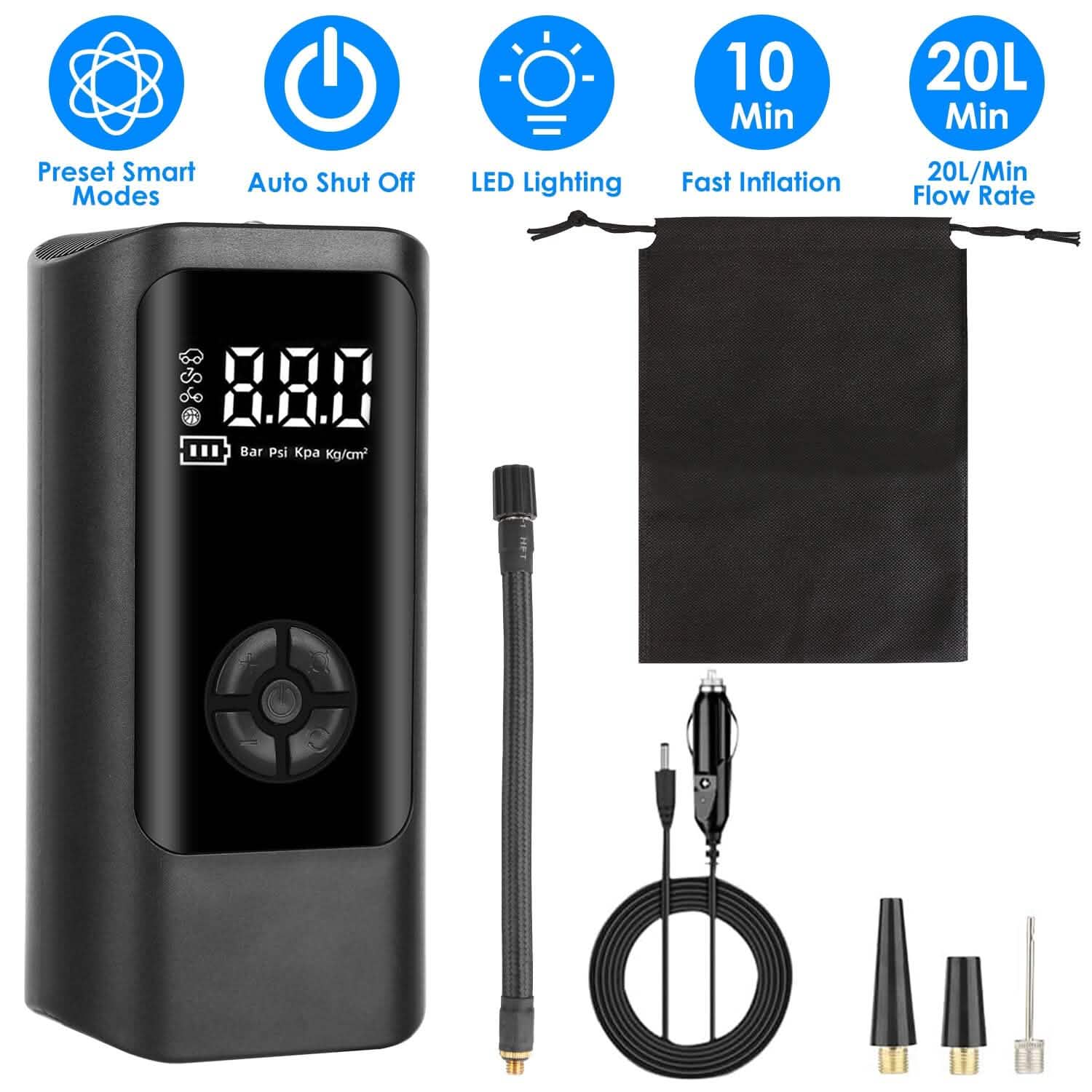 Car Tire Inflator Corded with LED Light DailySale
