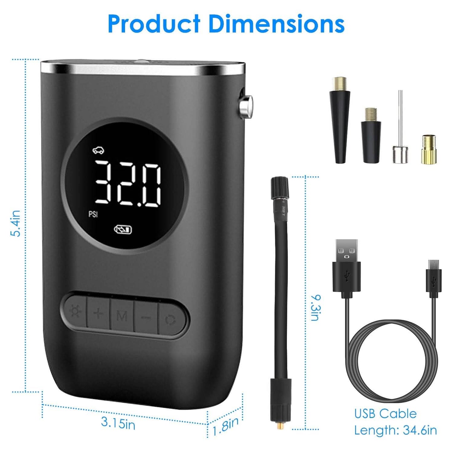 Car Tire Inflator Pump Portable 150 PSI with LED Light DailySale