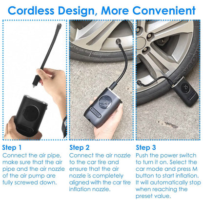 Car Tire Inflator Pump Portable 150 PSI with LED Light DailySale