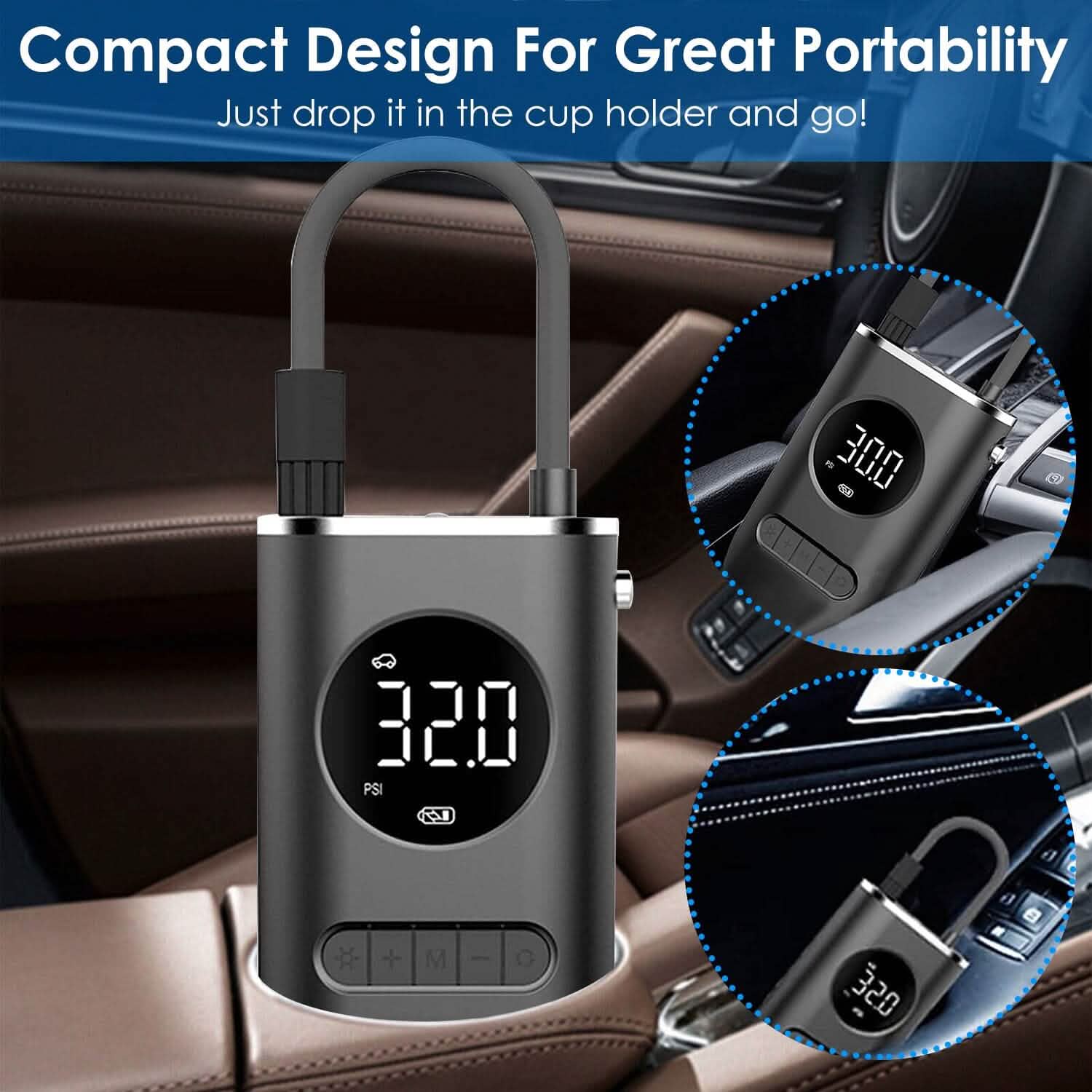 Car Tire Inflator Pump Portable 150 PSI with LED Light DailySale