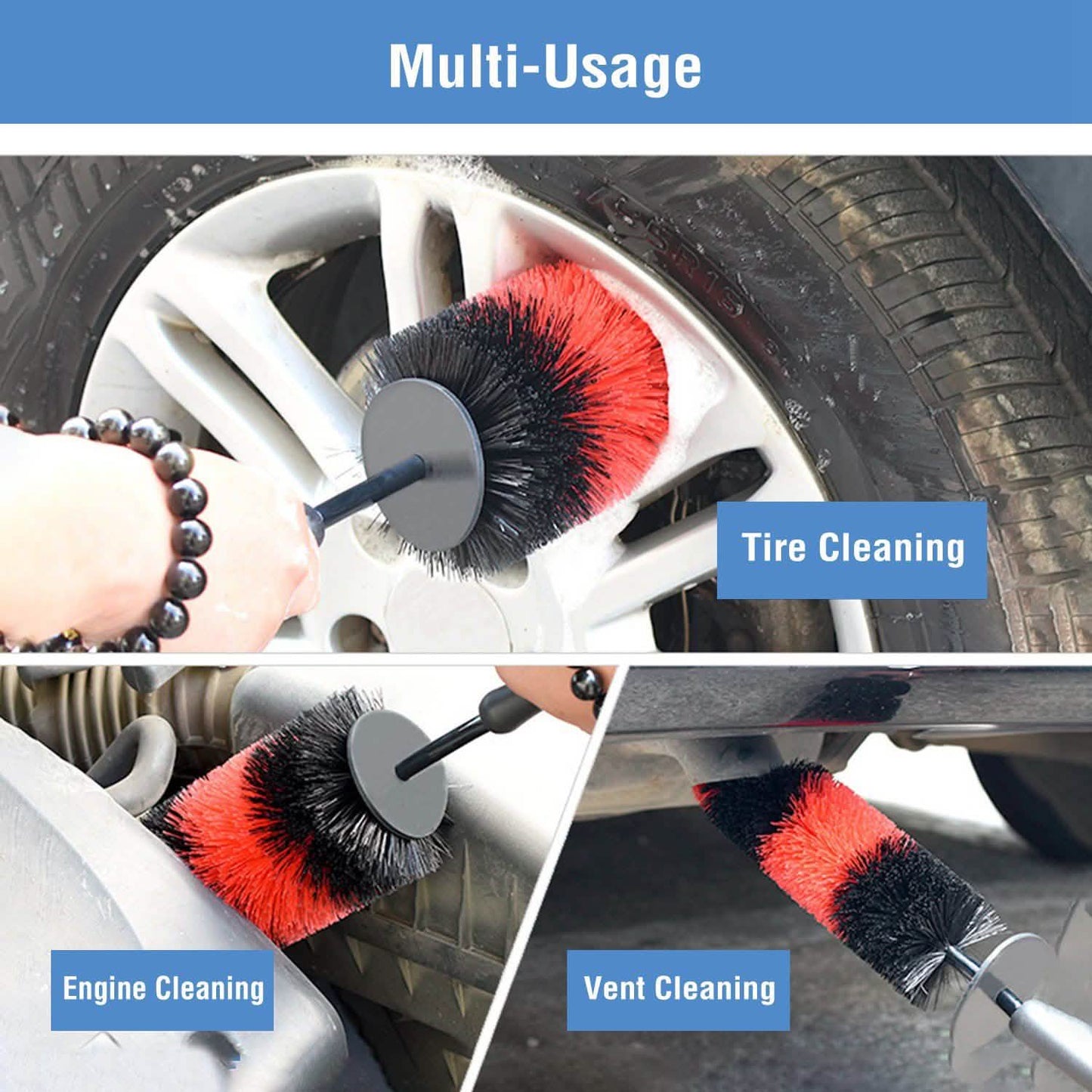 Car Wheel Brush Rims Tire Seat Engine Wash Cleaning Tool DailySale