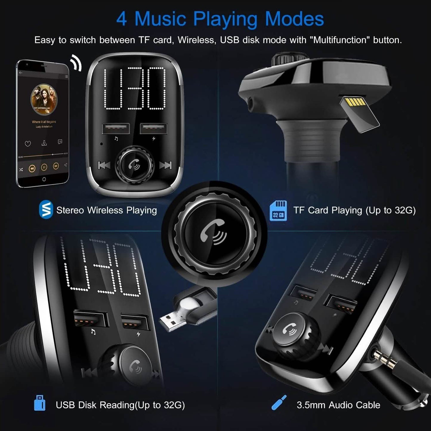 Car Wireless FM Transmitter Dual USB Charger DailySale