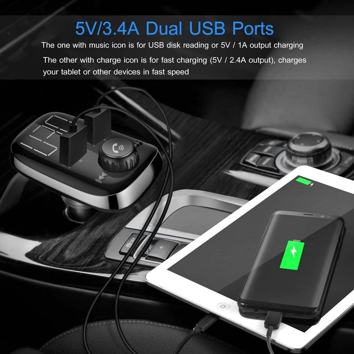Car Wireless FM Transmitter Dual USB Charger DailySale