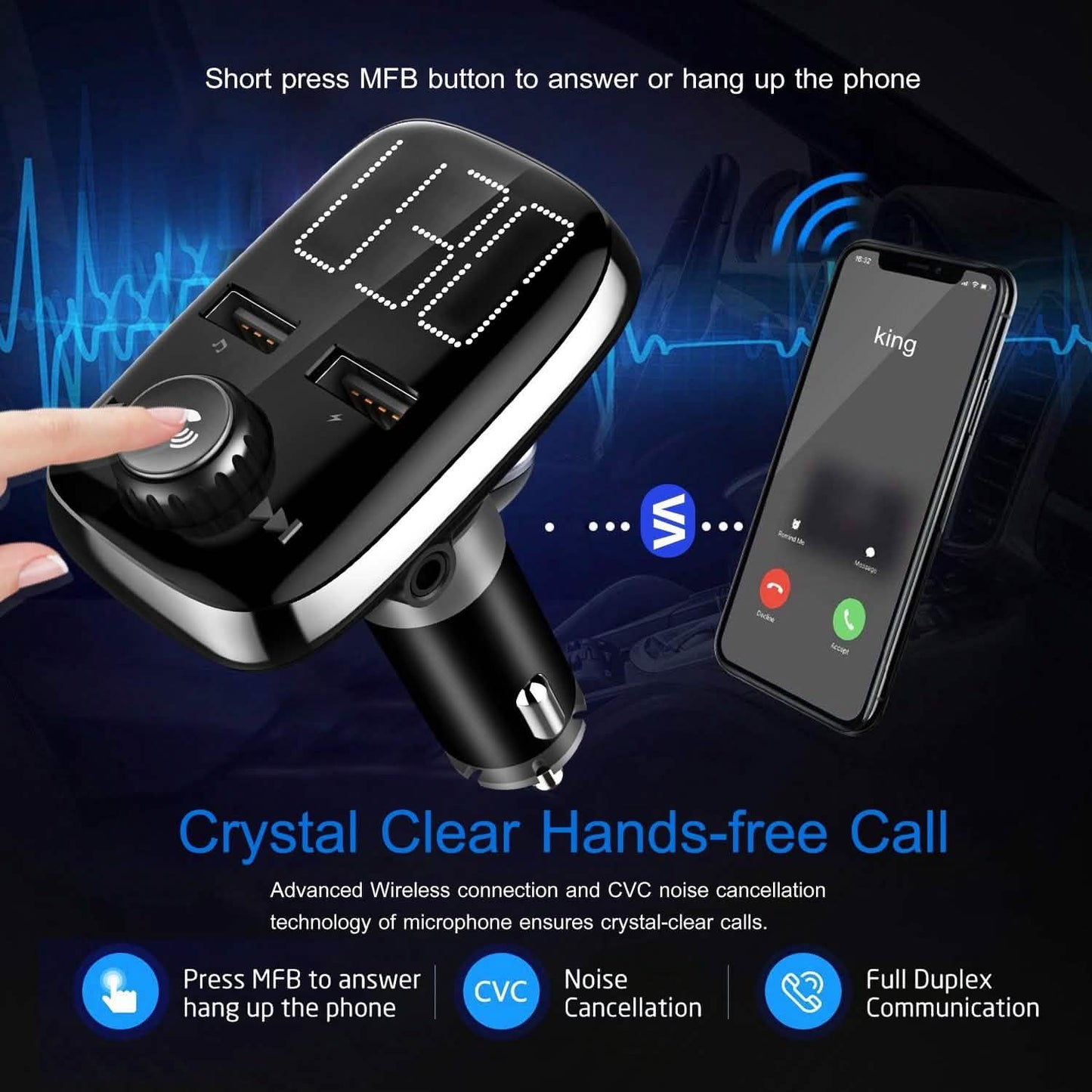 Car Wireless FM Transmitter Dual USB Charger DailySale