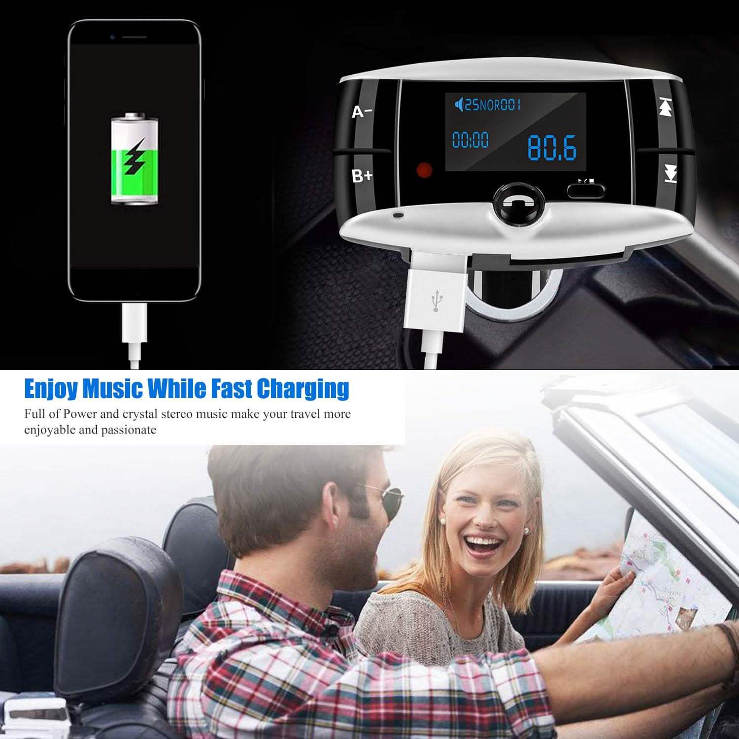 Car Wireless FM Transmitter USB Charger Hands-free Call MP3 Player DailySale