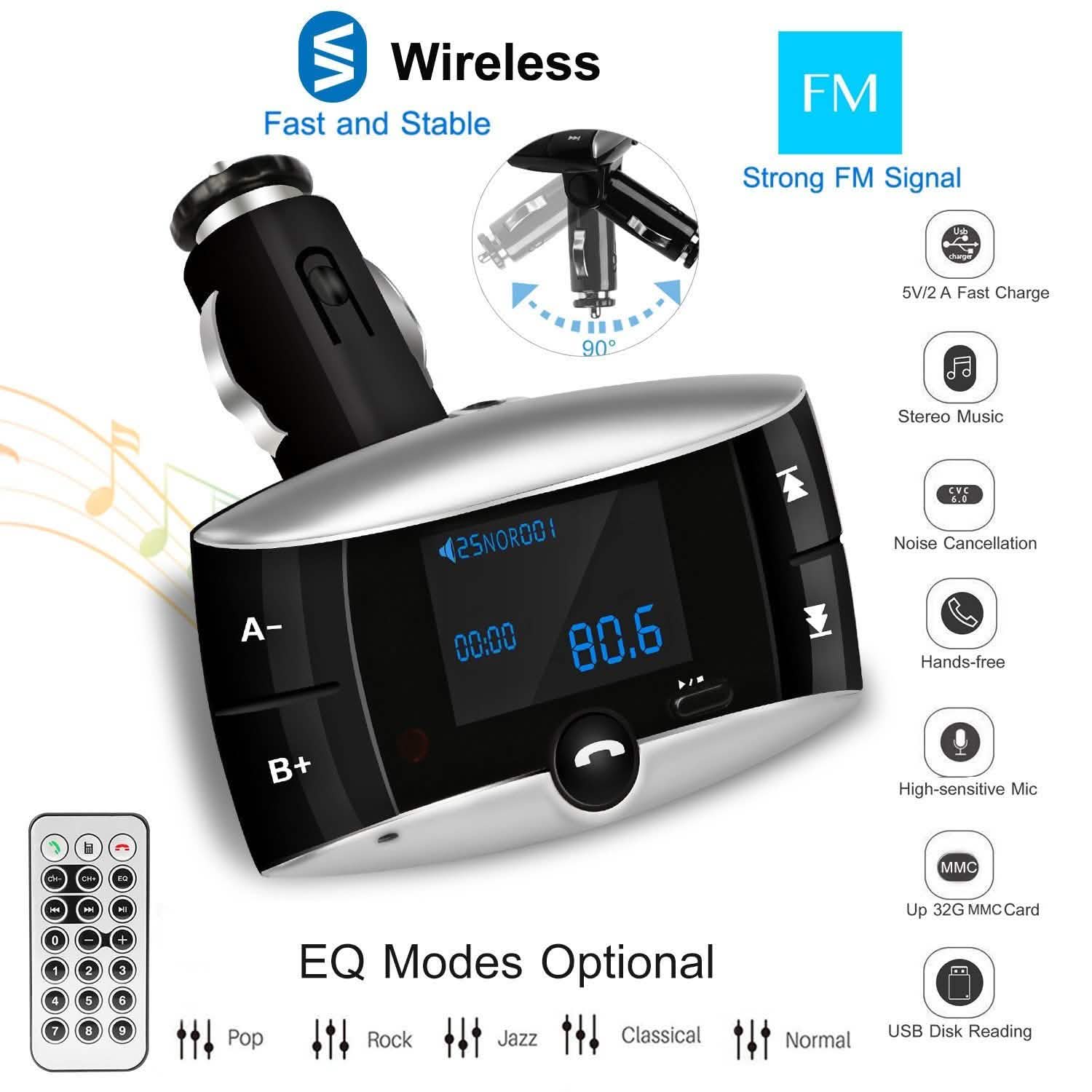 Car Wireless FM Transmitter USB Charger Hands-free Call MP3 Player DailySale