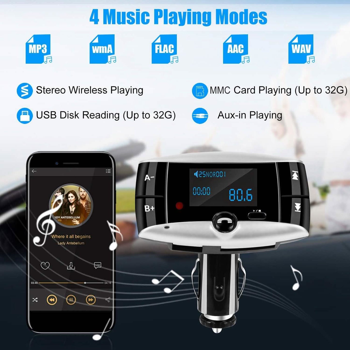 Car Wireless FM Transmitter USB Charger Hands-free Call MP3 Player DailySale