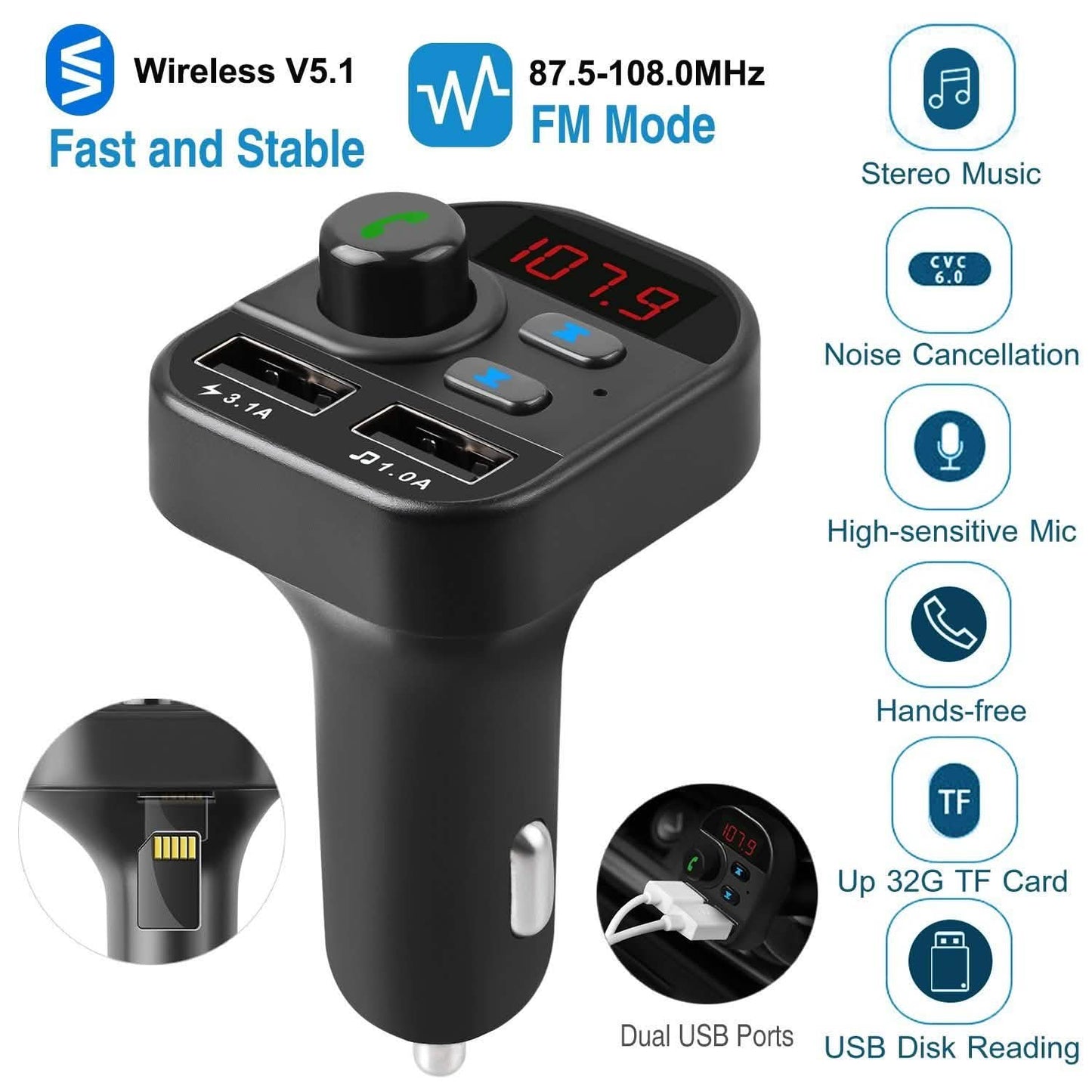 Car Wireless V5.1 FM Transmitter DailySale