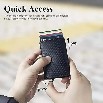Carbon Fiber Credit Card Holder RFID Blocking, Slim Pop Up Minimalist Wallet DailySale