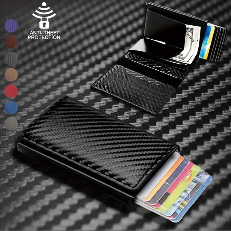 Carbon Fiber Credit Card Holder RFID Blocking, Slim Pop Up Minimalist Wallet DailySale