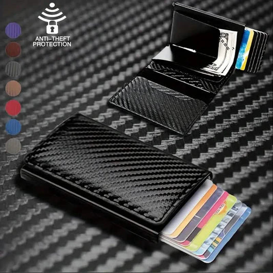 Carbon Fiber Credit Card Holder RFID Blocking, Slim Pop Up Minimalist Wallet DailySale
