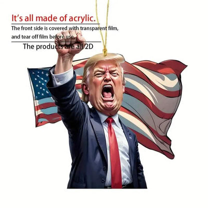 Caricature Style Trump Shouting Make America Great Again Acrylic Christmas Decorations DailySale