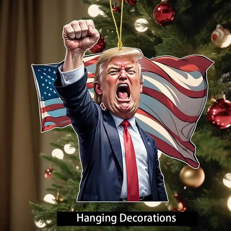 Caricature Style Trump Shouting Make America Great Again Acrylic Christmas Decorations DailySale