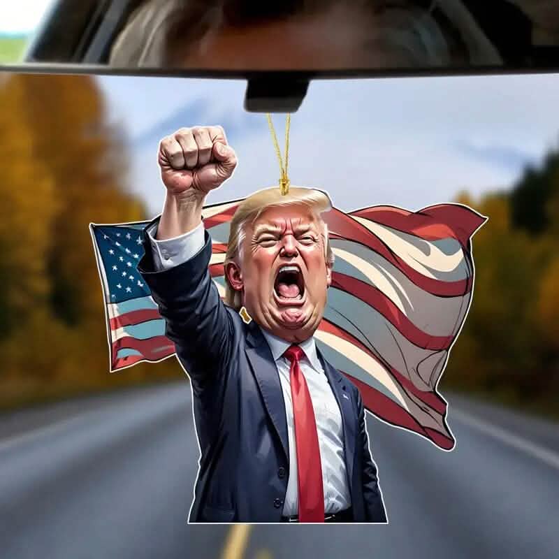 Caricature Style Trump Shouting Make America Great Again Acrylic Christmas Decorations DailySale