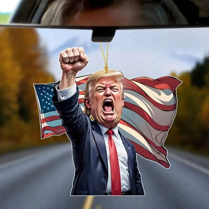 Caricature Style Trump Shouting Make America Great Again Acrylic Christmas Decorations DailySale