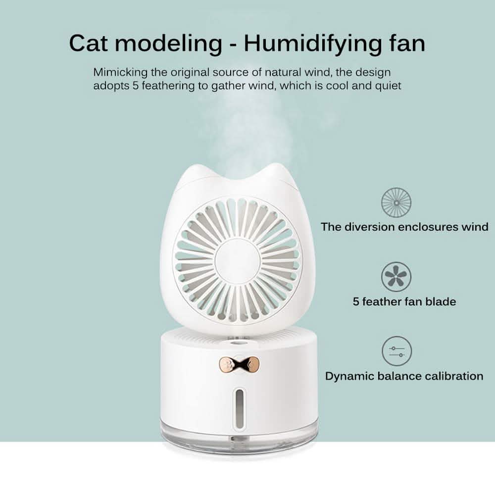 Cartoon Cat Fan Humidifier USB Charging Desktop Mute Hydrating Humidifier DailySale