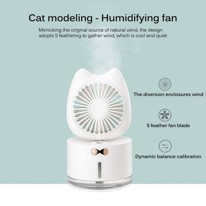 Cartoon Cat Fan Humidifier USB Charging Desktop Mute Hydrating Humidifier DailySale