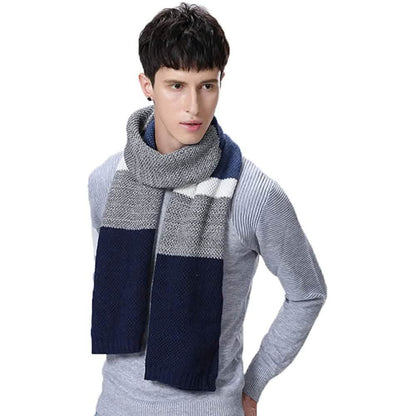 Cashmere Feel Wool Blend Long Scarf Color Block Striped Patchwork DailySale