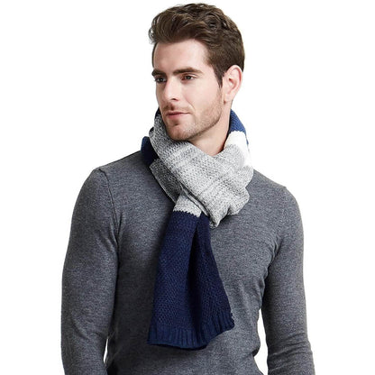 Cashmere Feel Wool Blend Long Scarf Color Block Striped Patchwork DailySale