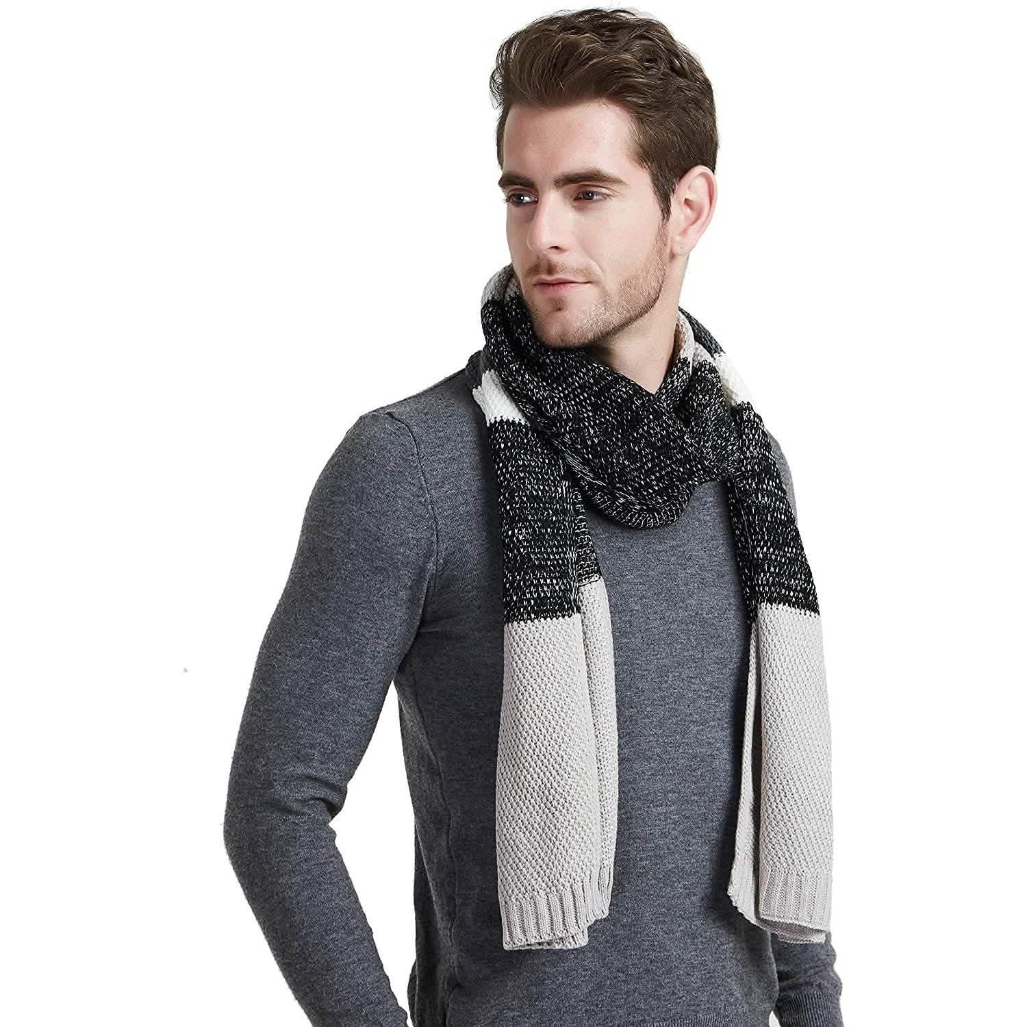 Cashmere Feel Wool Blend Long Scarf Color Block Striped Patchwork DailySale