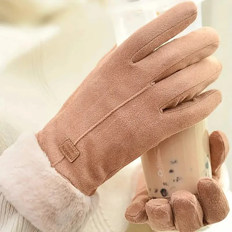 Cashmere Warm Suede Leather Plush Touch Screen Gloves DailySale