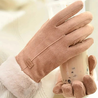 Cashmere Warm Suede Leather Plush Touch Screen Gloves DailySale