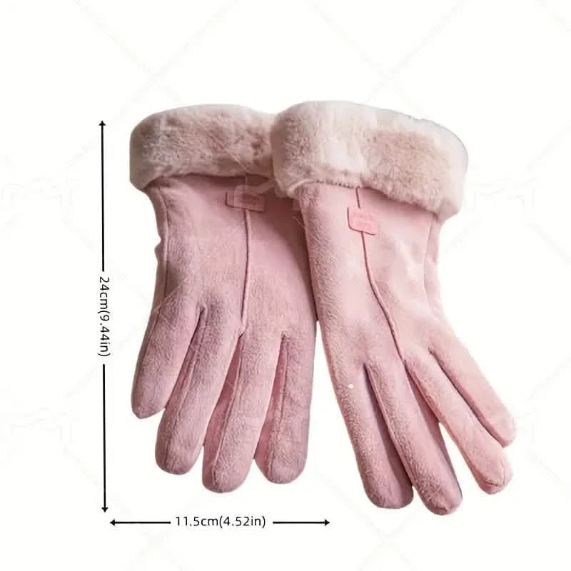 Cashmere Warm Suede Leather Plush Touch Screen Gloves DailySale