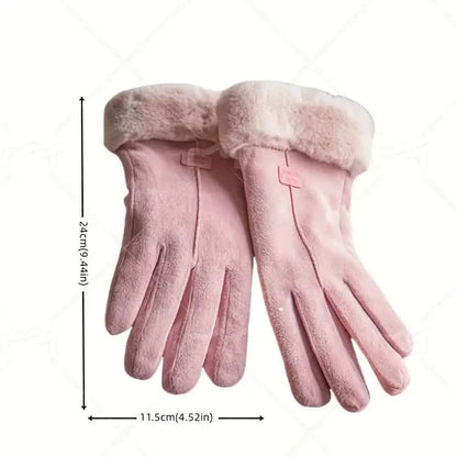 Cashmere Warm Suede Leather Plush Touch Screen Gloves DailySale