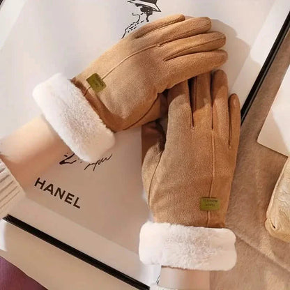 Cashmere Warm Suede Leather Plush Touch Screen Gloves DailySale