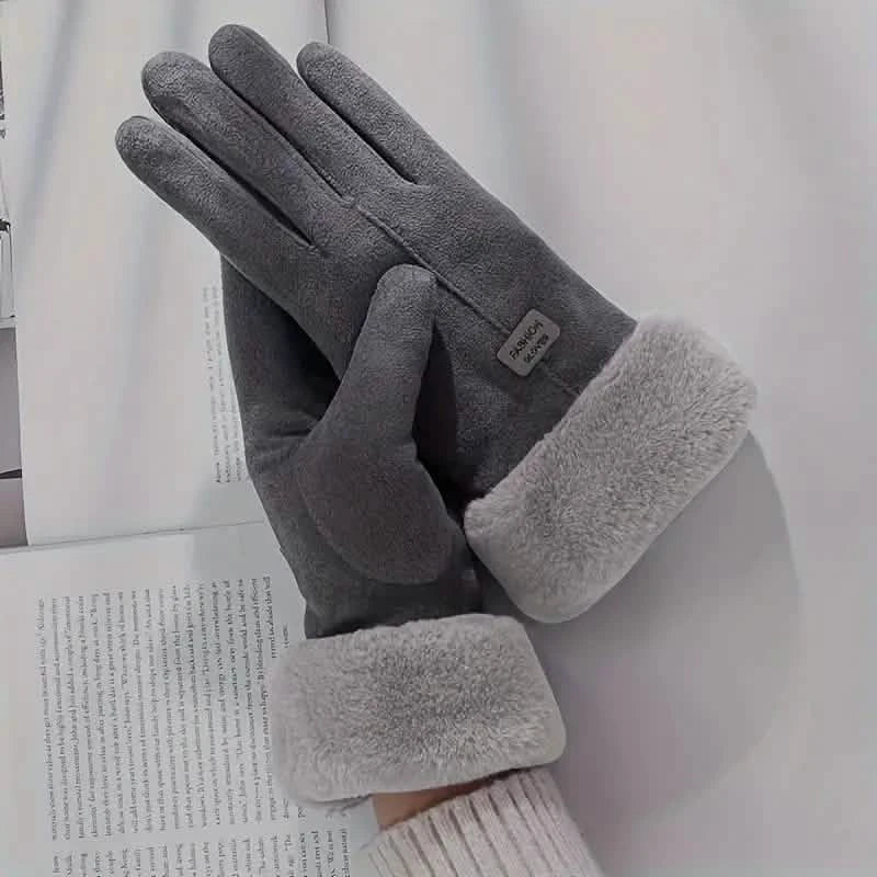 Cashmere Warm Suede Leather Plush Touch Screen Gloves DailySale