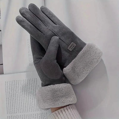 Cashmere Warm Suede Leather Plush Touch Screen Gloves DailySale