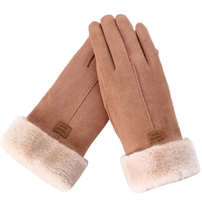 Cashmere Warm Suede Leather Plush Touch Screen Gloves DailySale