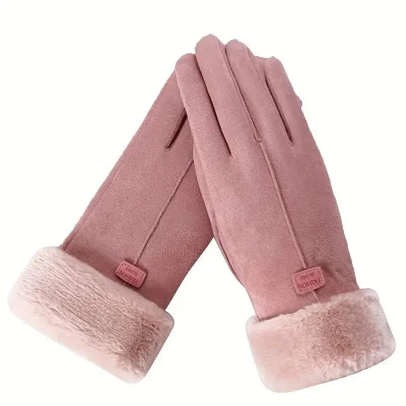 Cashmere Warm Suede Leather Plush Touch Screen Gloves DailySale