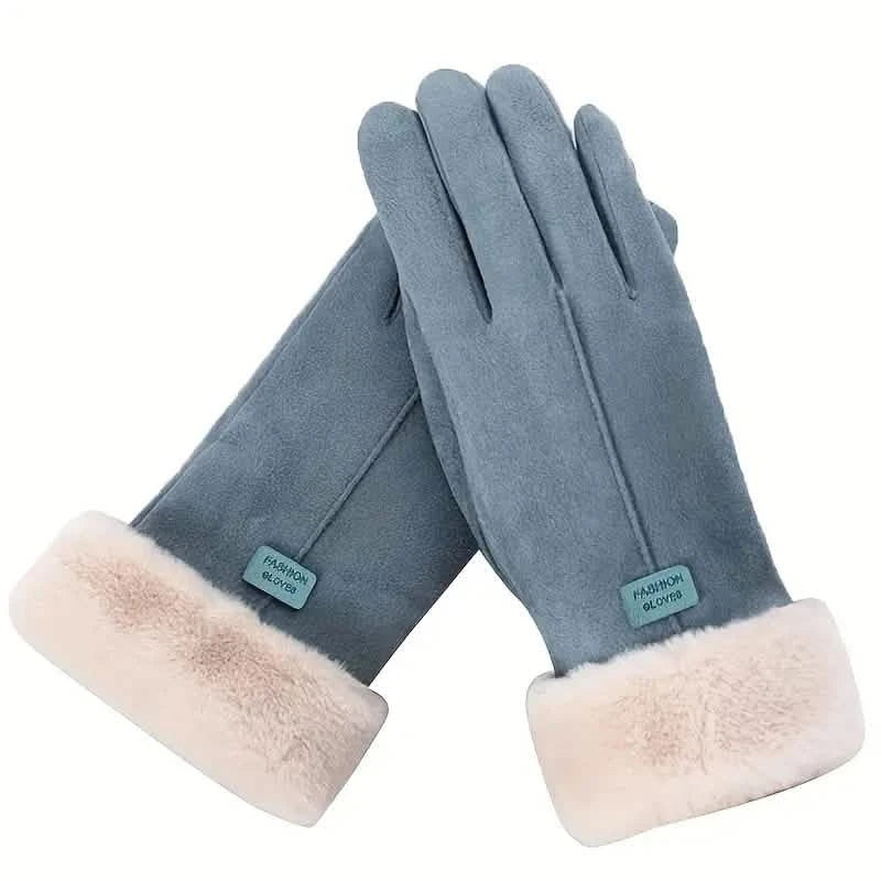 Cashmere Warm Suede Leather Plush Touch Screen Gloves DailySale