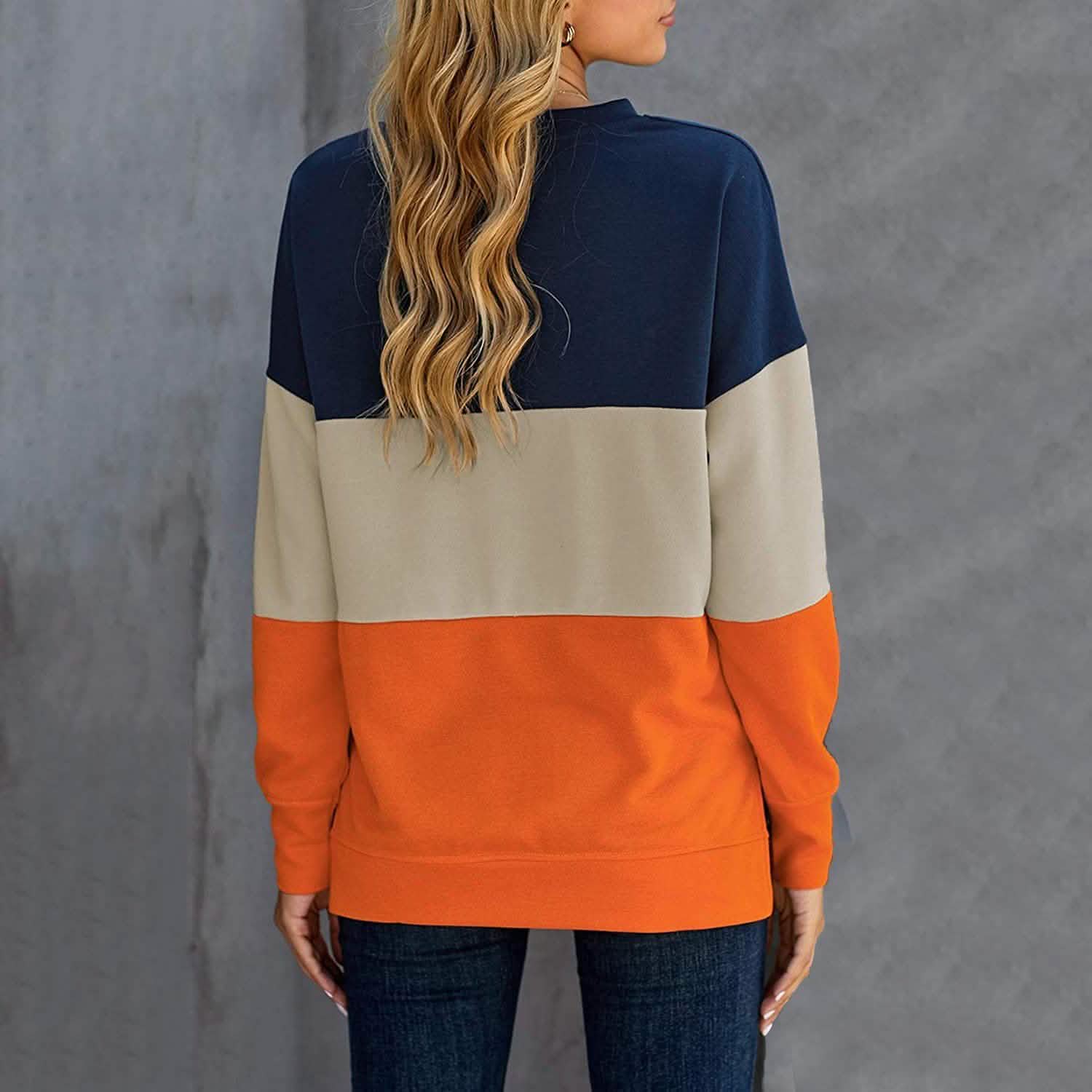 Casual Crewneck Tie Dye Sweatshirt Striped Printed Loose Soft Long Sleeve Pullover Tops Shirts DailySale