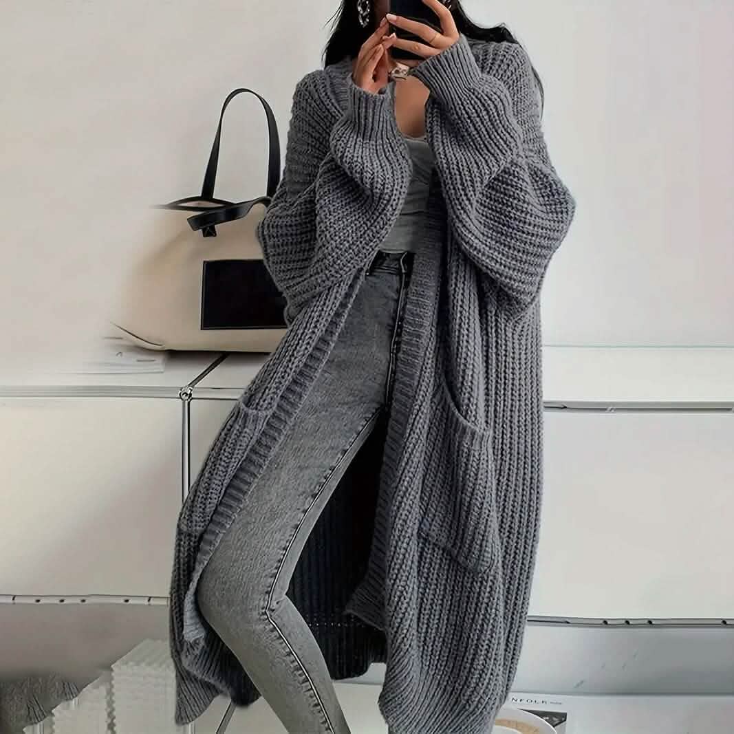 Casual Long Sleeve Drop Shoulder Long Length Outwear Cardigan DailySale