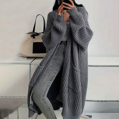 Casual Long Sleeve Drop Shoulder Long Length Outwear Cardigan DailySale