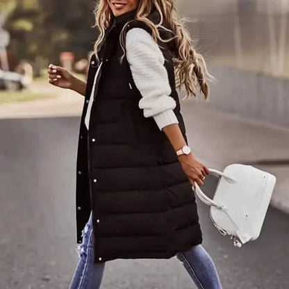Casual Sleeveless Long Button Front Hooded Coat Outerwear DailySale