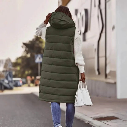 Casual Sleeveless Long Button Front Hooded Coat Outerwear DailySale