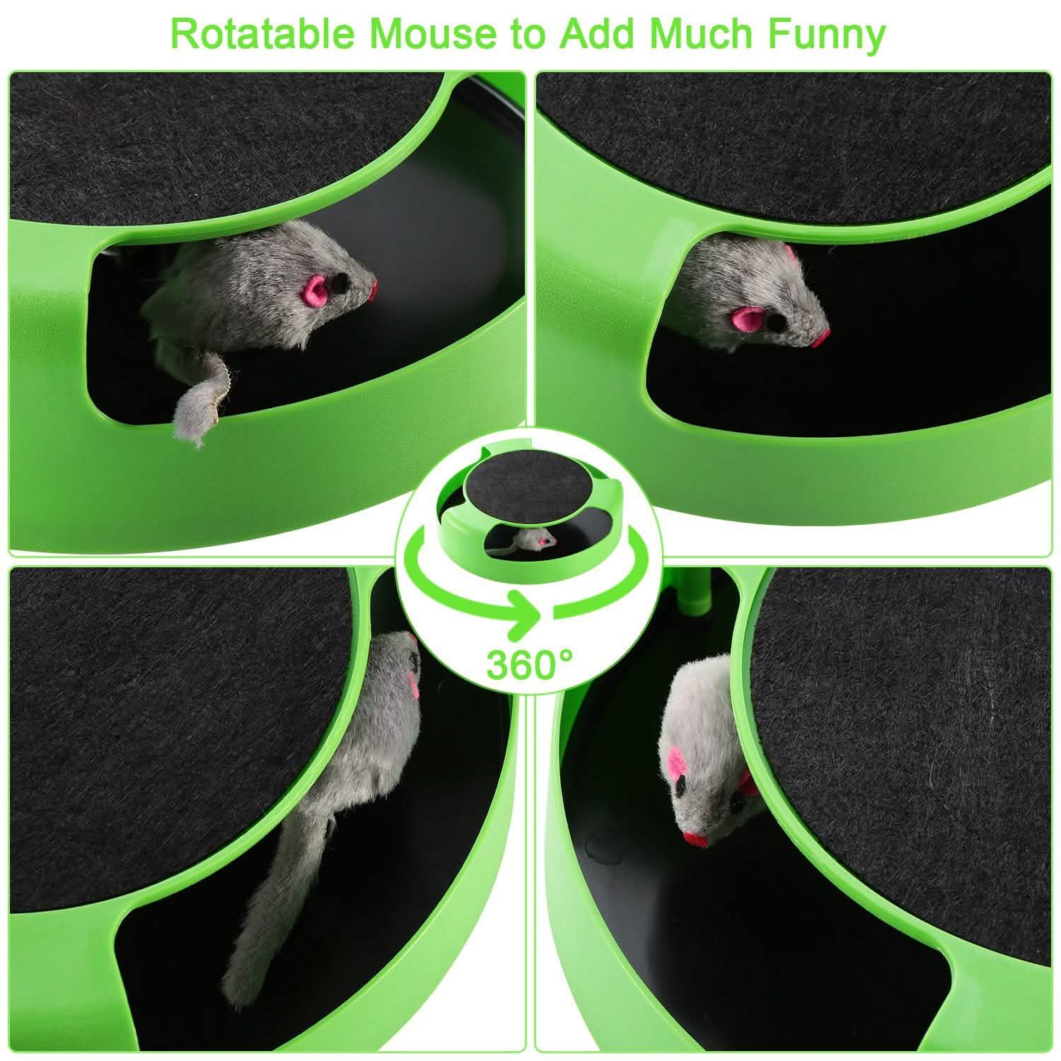 Cat Interactive Scratching Toy with Rotating Running Mouse DailySale
