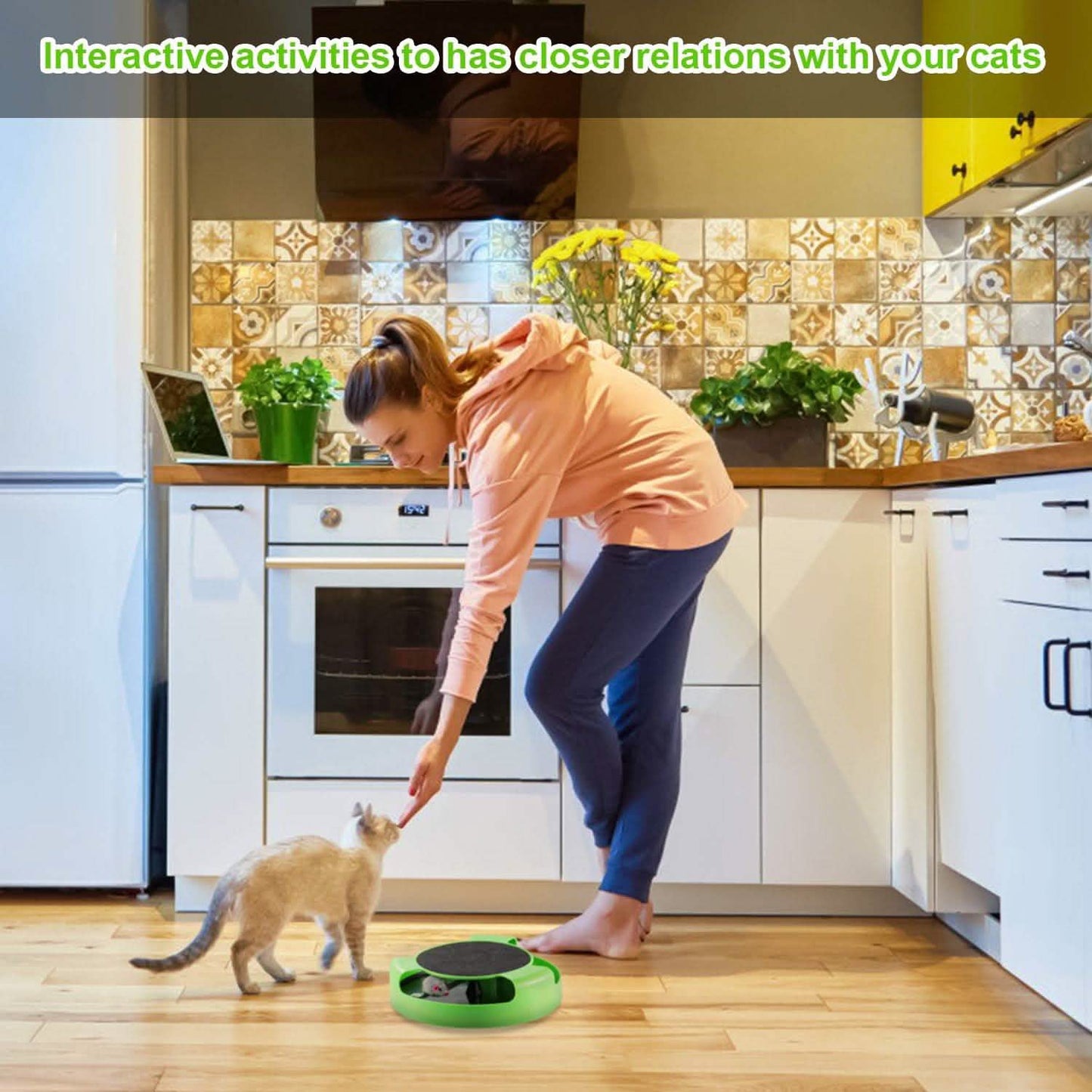 Cat Interactive Scratching Toy with Rotating Running Mouse DailySale