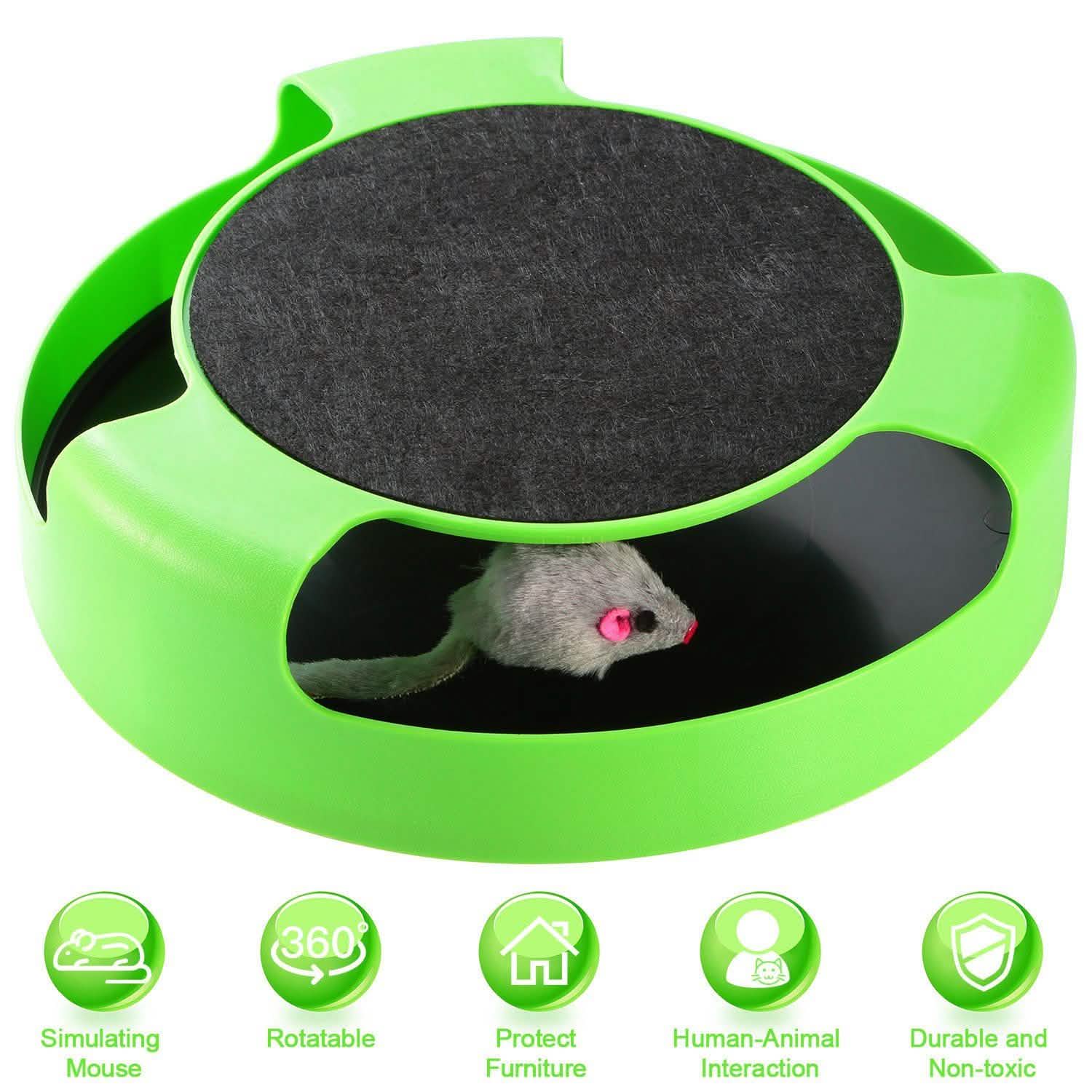 Cat Interactive Scratching Toy with Rotating Running Mouse DailySale