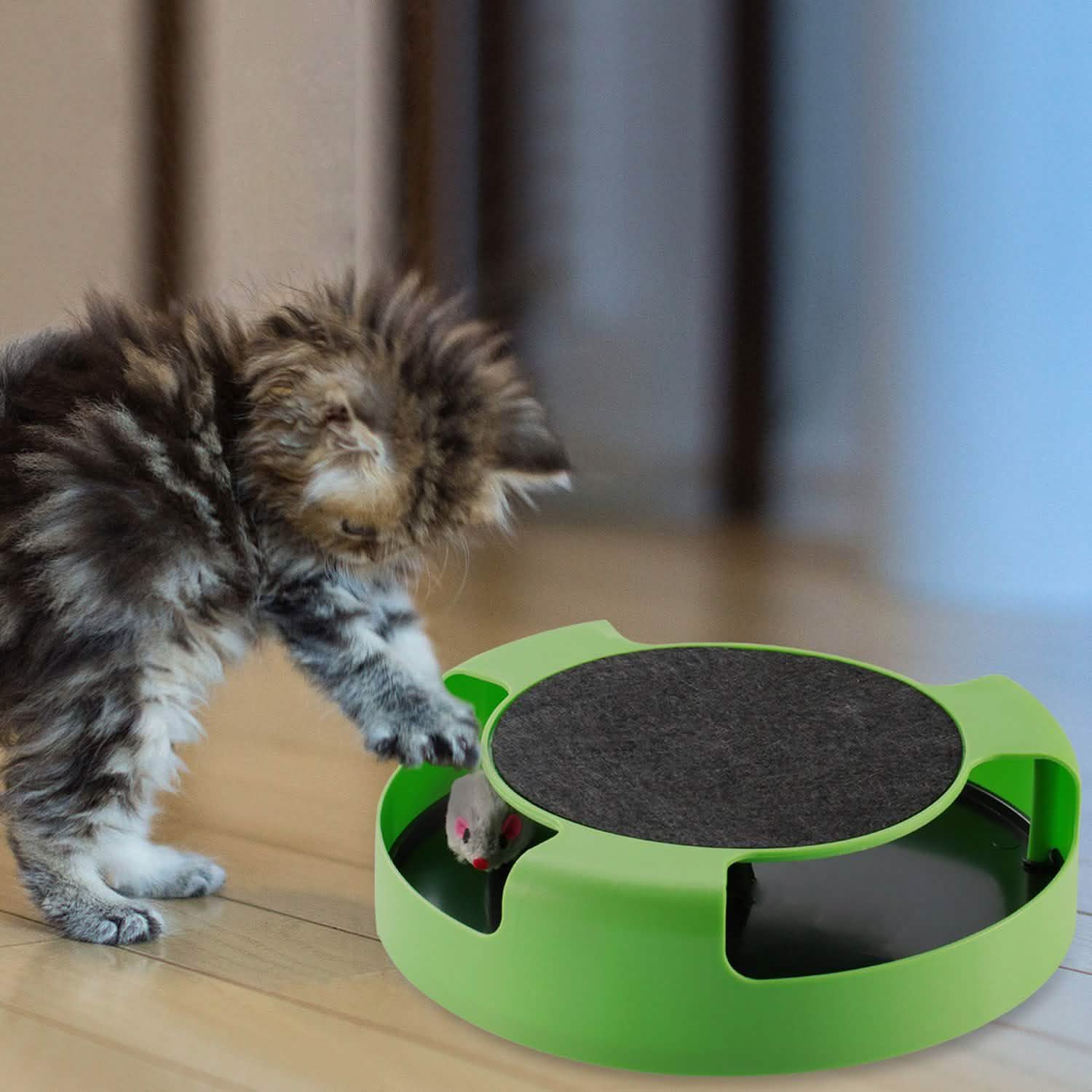 Cat Interactive Scratching Toy with Rotating Running Mouse DailySale