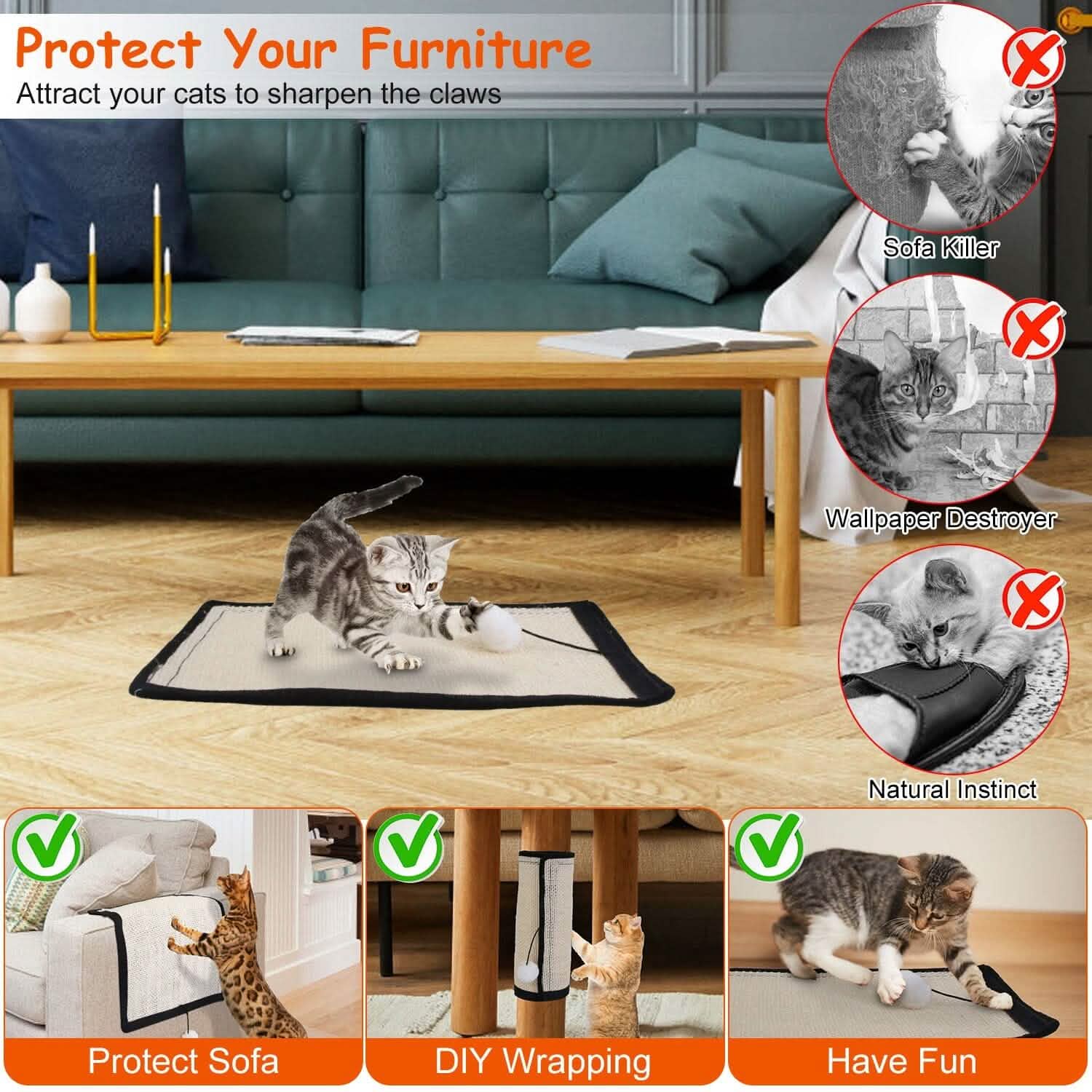 Cat Scratching Pad with 9 Screw Nails DailySale