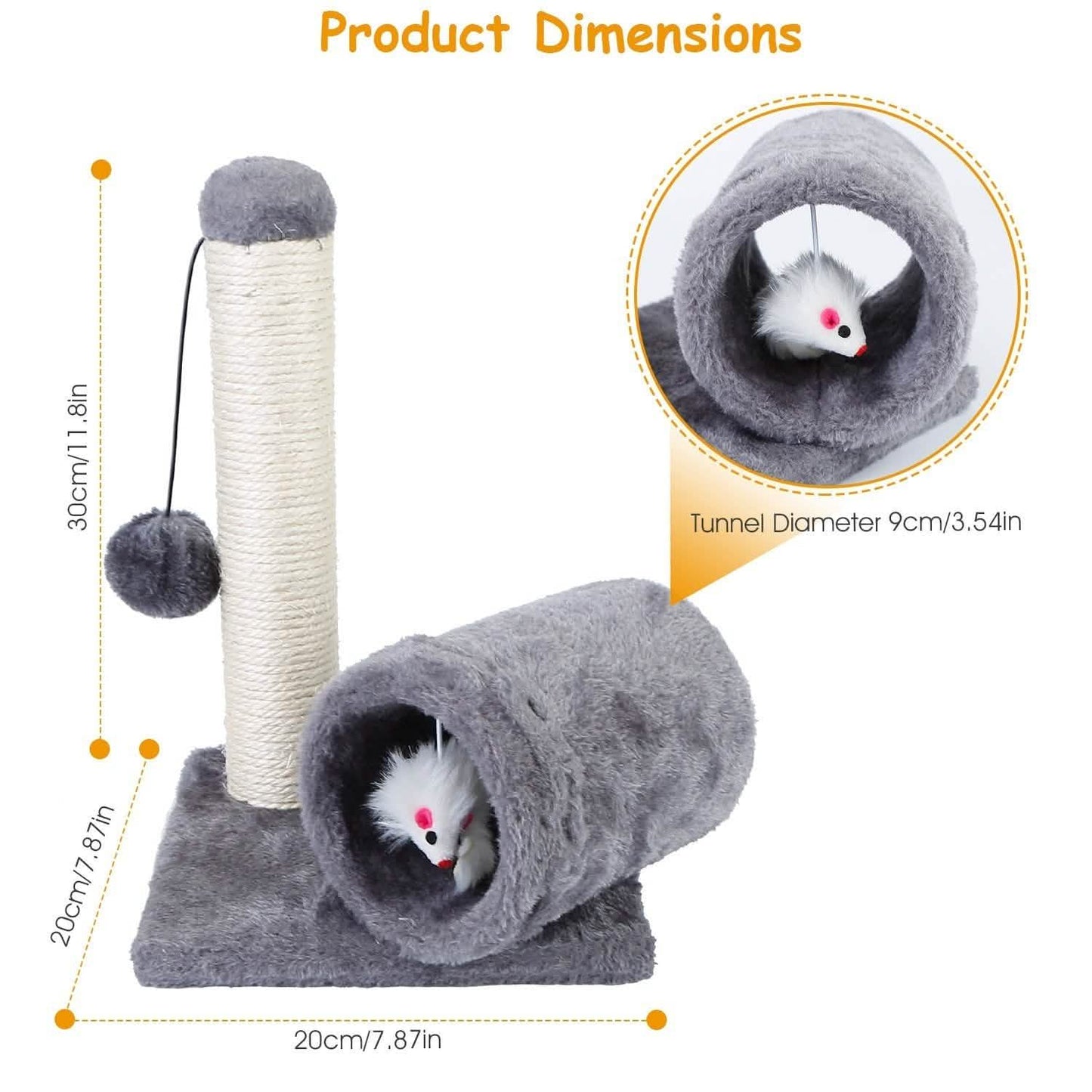 Cat Sisal Scratch Post Toy with Tunnel DailySale